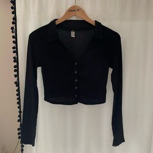 LA Hearts Pacsun black button down long sleeve crop shirt women’s M medium top